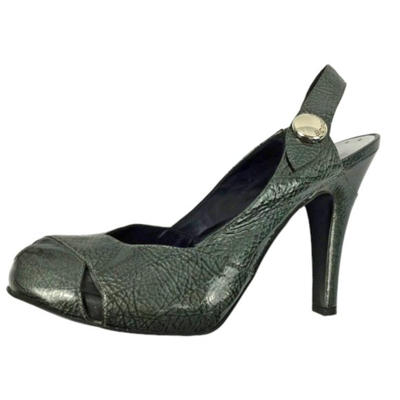 BCBGirls Gray Patent Leather‎ Peep Toe Slingback Heel  *NEW - Picture 10 of 12